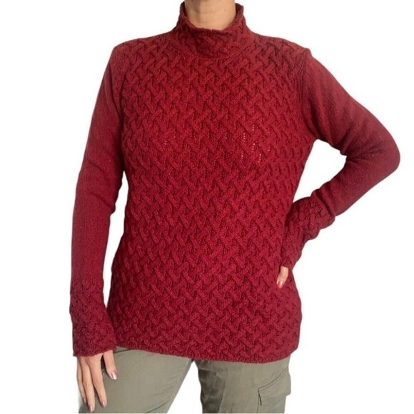 Ireland's Eye Wool Cashmere Cable Knit Sweater Red Size M/L - Picture 2 of 16